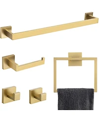 Rainsken 5 Pieces Bathroom Hardware Set, Towel Bar, Towel Holder, Toilet Paper Holder and Towel Hook
