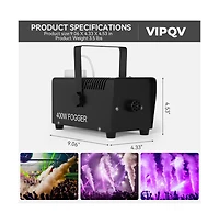 Artudatech 400W Mini Fog Machine with Wireless Remote & 6000 cu ft/min Output, Perfect for Home Parties