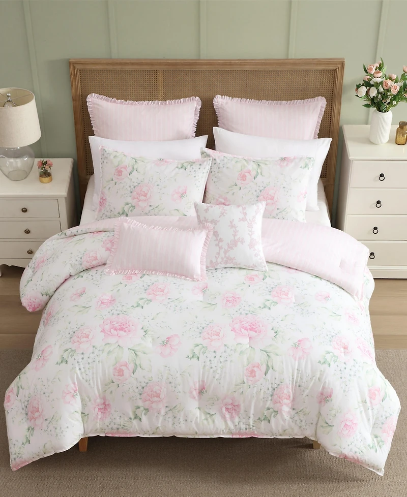 Laura Ashley Serenity Roses Reversible 7-Pc. Comforter Set
