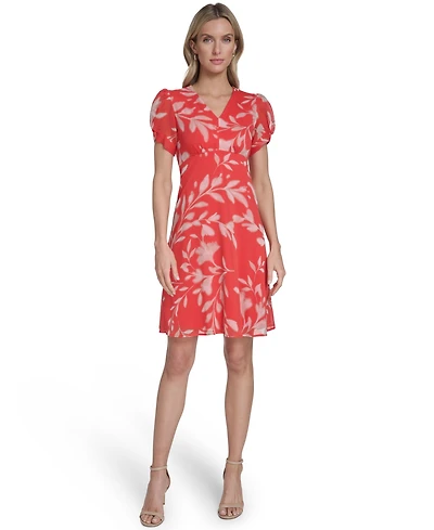 Calvin Klein Petite Short-Sleeves Chiffon Dress