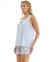 Jaclyn Intimates Women's Sleeveless Tank Top and Pajama Shorts, 2-Piece Set