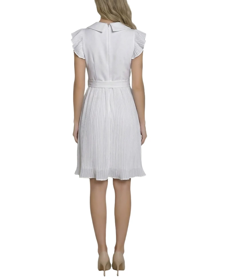 Ny Collection Women's Plisse Pleated Short-Sleeve Dress