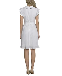 Ny Collection Women's Plisse Pleated Short-Sleeve Dress