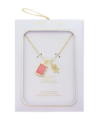 Unwritten Cubic Zirconia and Semi Precious Stone Floral Cluster Charm Pendant Necklace