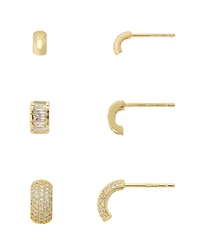 Unwritten Cubic Zirconia Mini Hoop Trio Earring Set