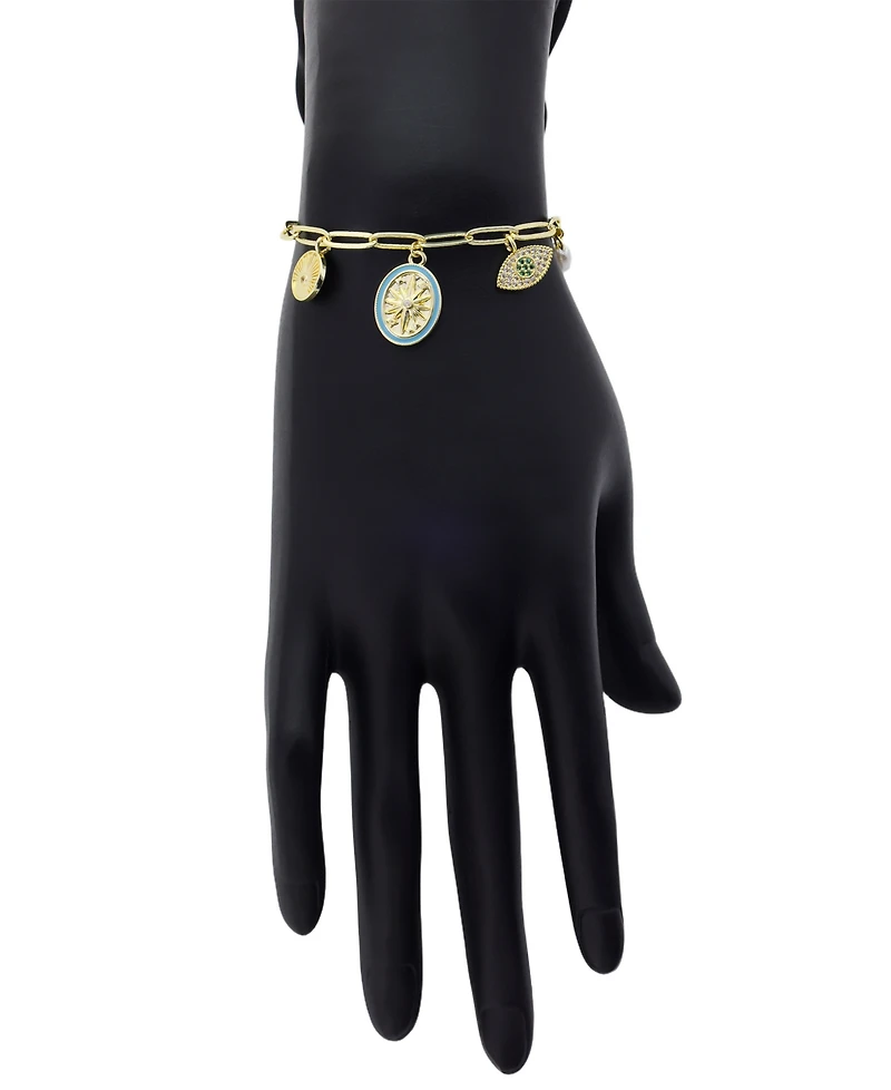 Unwritten Cubic Zirconia and Pearl Celestial Charm Bolo Bracelet