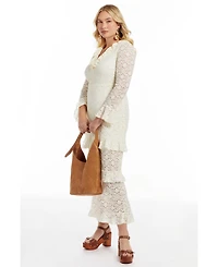 June & Vie Women's Ruffled Lace Maxi Dress