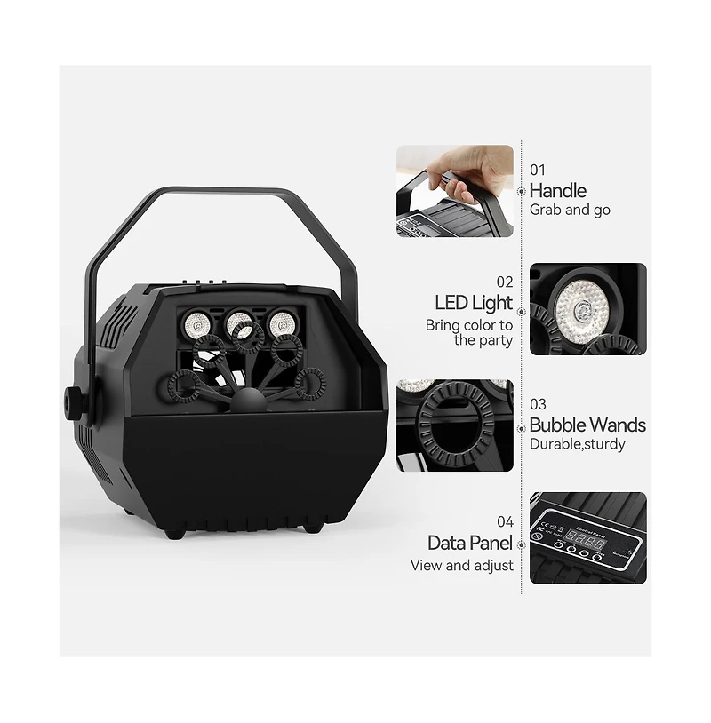 Artudatech 15W Automatic Bubble Machine with Rgb Lights, Remote Control & Adjustable Speed