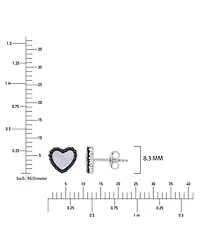 Macy's Black Spinel and Imitation Pearl Heart Stud Earrings in Black Rhodium Over Sterling Silver