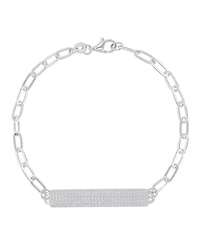 Macy's Cubic Zirconia Pave Id Bracelet in Rhodium Over Sterling Silver