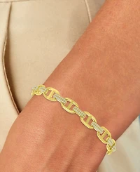 Macy's Cubic Zirconia Anchor Bracelet in 14k Yellow Gold Over Sterling Silver