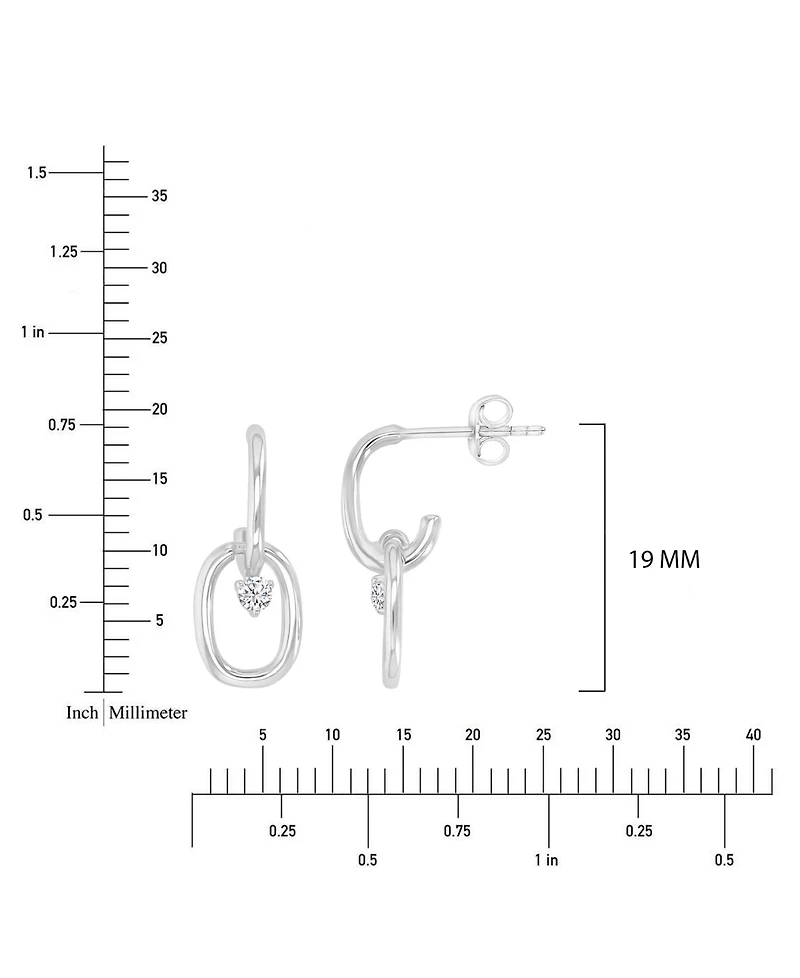 Macy's Cubic Zirconia Link Dangling Earrings in Rhodium Over Sterling Silver