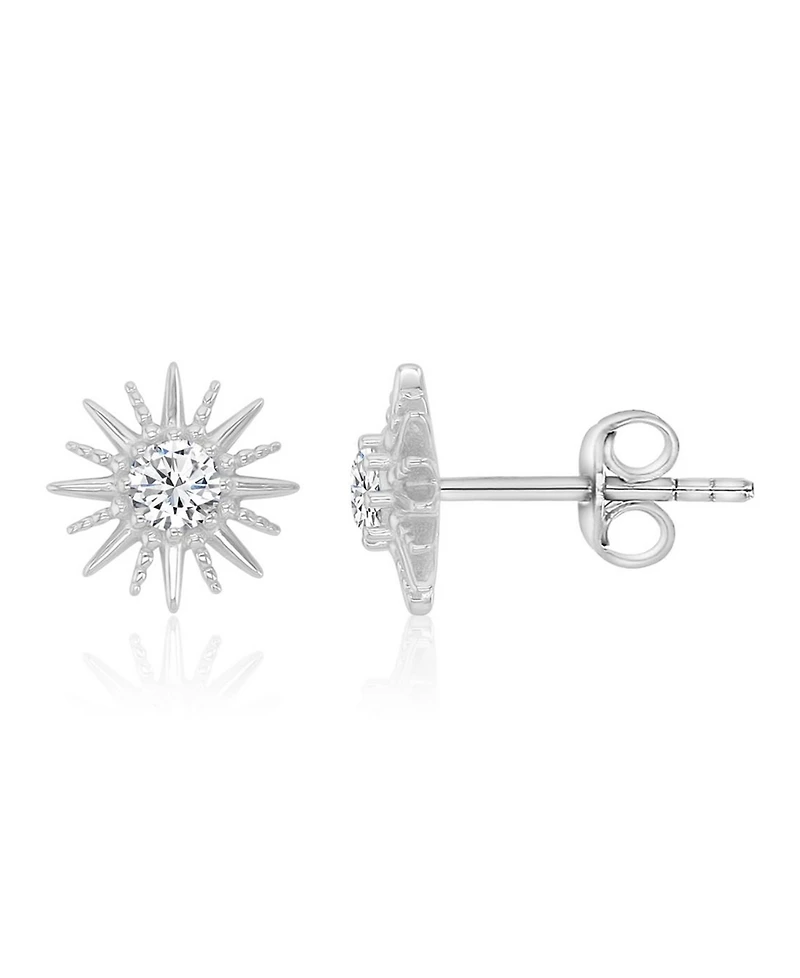 Macy's Cubic Zirconia Starburst Stud Earrings in Rhodium Over Sterling Silver