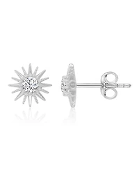 Macy's Cubic Zirconia Starburst Stud Earrings in Rhodium Over Sterling Silver