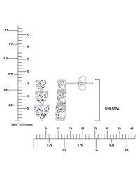 Macy's Cubic Zirconia Triple Heart Stud Earrings in Rhodium Over Sterling Silver