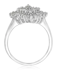 Macy's Polished Cubic Zirconia Cocktail Ring in Rhodium Over Sterling Silver