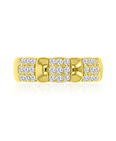 Macy's Cubic Zirconia Half Pave Ring in 14k Yellow Gold Over Sterling Silver