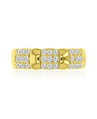 Macy's Cubic Zirconia Half Pave Ring in 14k Yellow Gold Over Sterling Silver