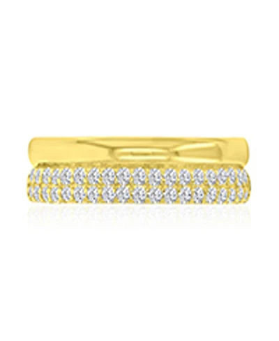 Macy's Cubic Zirconia Two-Row Ring in 14k Yellow Gold Over Sterling Silver