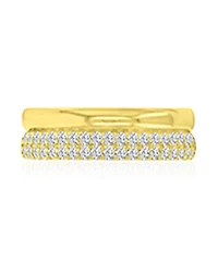 Macy's Cubic Zirconia Two-Row Ring in 14k Yellow Gold Over Sterling Silver