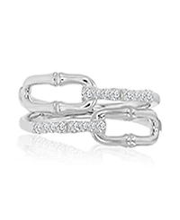 Macy's Classic Cubic Zirconia Link Ring Rhodium Over Sterling Silver
