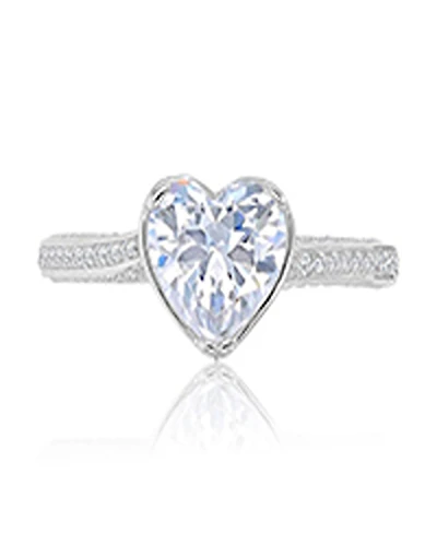 Macy's Heart-Shaped Cubic Zirconia Ring in Rhodium Over Sterling Silver