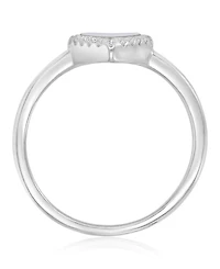Macy's Cubic Zirconia and Imitation Pearl Heart Ring Rhodium Over Sterling Silver