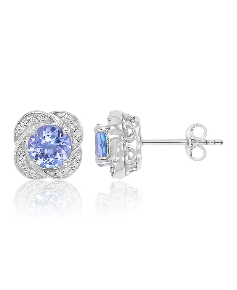 Macy's Diamond and Tanzanite Stud Earrings in 10k White Gold