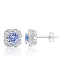 Macy's Diamond and Tanzanite Stud Earrings in 10k White Gold