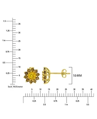 Macy's Citrine and Smokey Flower Stud Earrings in 14k Yellow Gold Over Sterling Silver