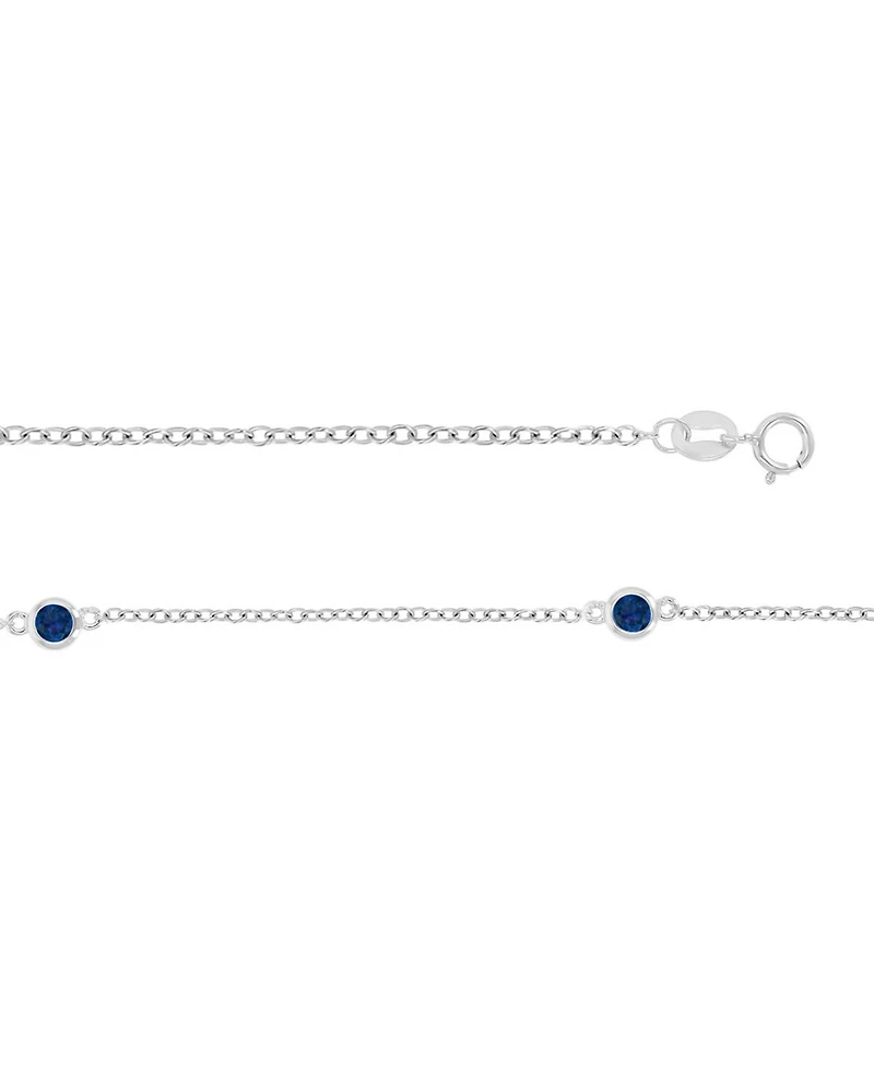 Macy's Created Blue Sapphire Station Necklace in Rhodium Over Sterling Silver