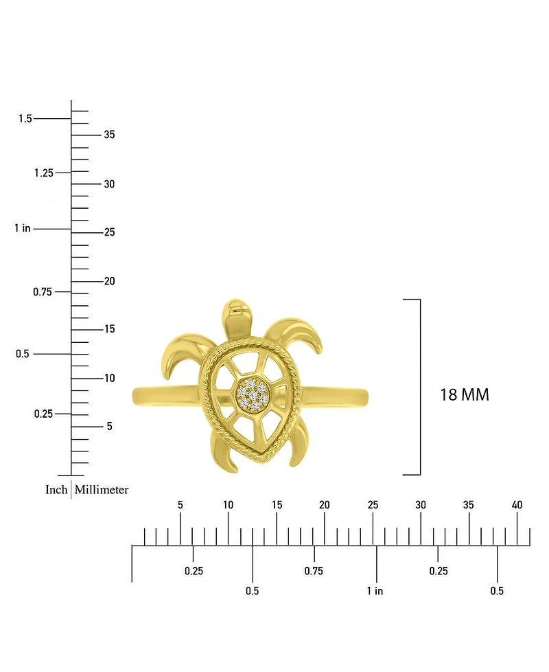 Macy's Diamond Accent Sea Turtle Ring 14k Yellow Gold Over Sterling Silver