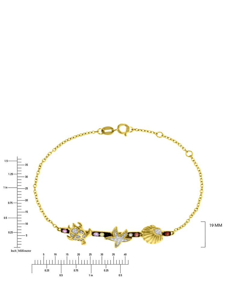 Macy's Starfish & Sea Turtle Bracelet in 14k Yellow Gold Over Sterling Silver