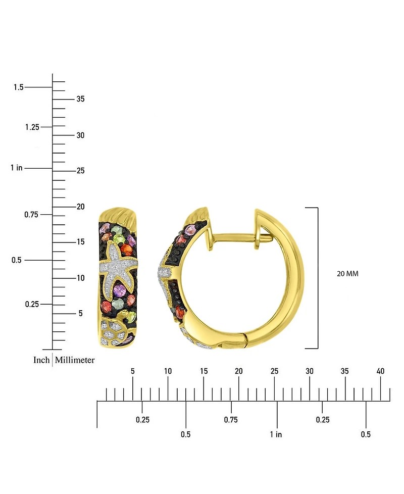 Macy's Starfish & Sea Turtle Huggie Earrings in 14k Yellow Gold Over Sterling Silver