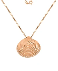 Macy's Diamond Accent Textured Seashell Necklace in 14k Rose Gold Over Sterling Silver
