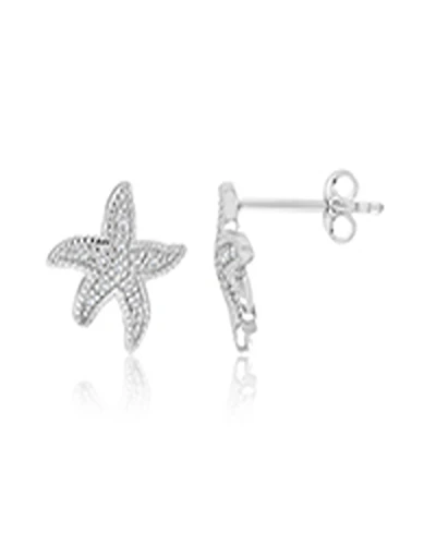 Macy's Created White Sapphire Star Fish Stud Earrings in Rhodium Over Sterling Silver