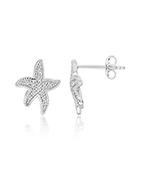 Macy's Created White Sapphire Star Fish Stud Earrings in Rhodium Over Sterling Silver