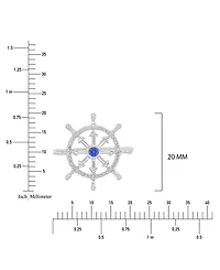 Macy's Diamond Accent & Created Blue Sapphire Rudder Ring in Rhodium Over Sterling Silver