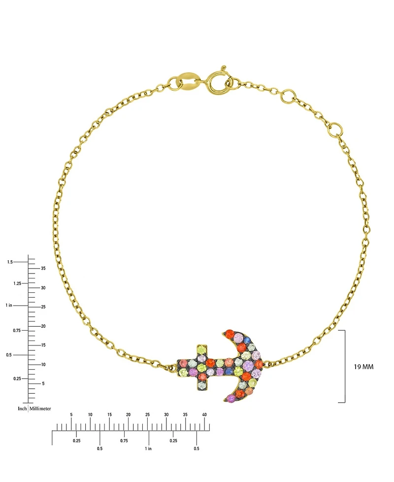 Macy's Multi-Color Sapphire Anchor Bracelet in 14k Yellow Gold Over Sterling Silver