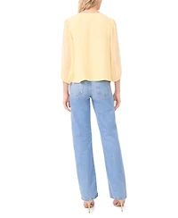 Vince Camuto Women's Double Ruffle Tie V-Neck Blouse