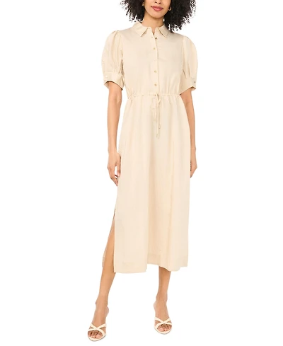 Vince Camuto Women's Collared Neck Midi Shirt Dress