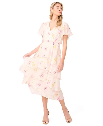 Vince Camuto Women's V-Neck Layered Midi Dress