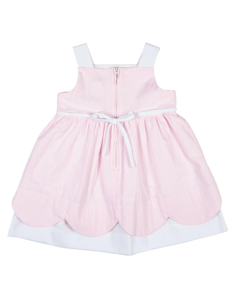 Florence Eiseman Little Girls Seersucker Check Dress with Flowers & Bunny