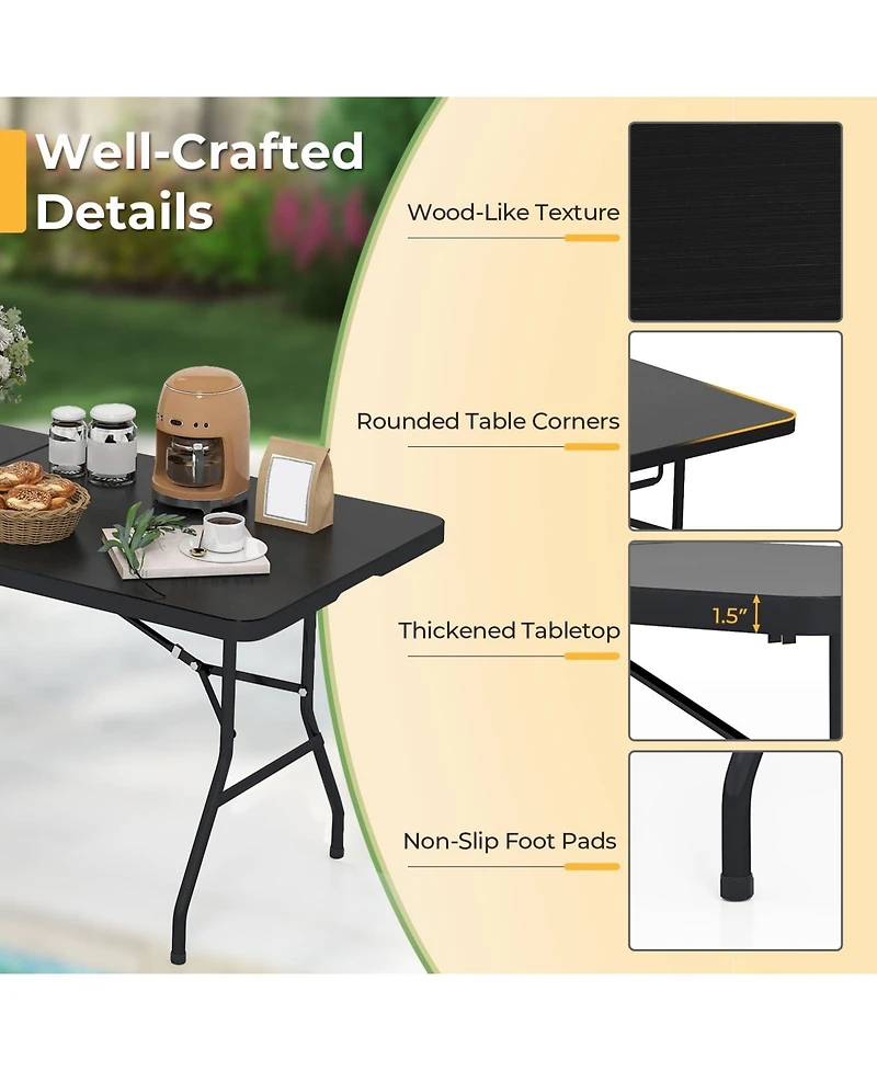 Mecale Portable Folding Camping Table with Carry Handle, Picnic Outdoor Table