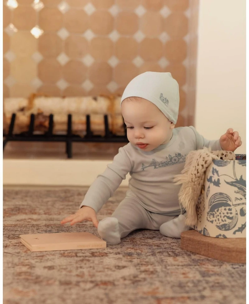 MeMoi Baby Girls "Merry Skyline" Cotton Long-Sleeve Footie