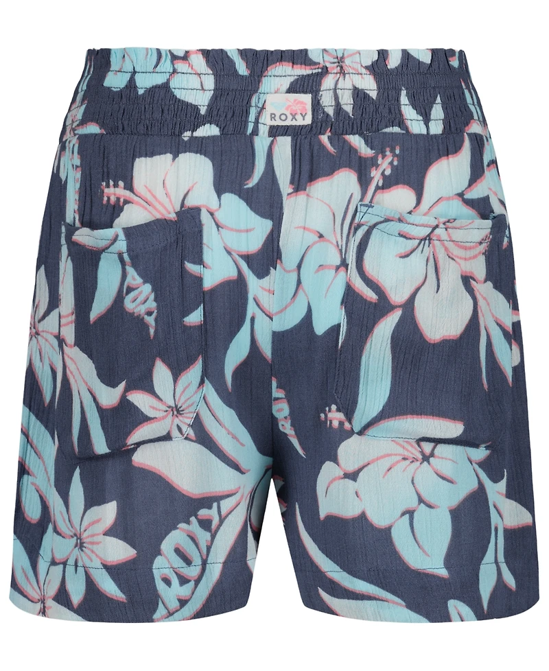 Roxy Girls' 7-16 Smocked Elastic Waistband Shorts