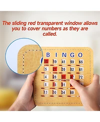 Gse Games & Sports Expert Shutter Bingo Cards, Easy-Read Large Print Bingo Cardboard with Sliding Windows (100-Pack)