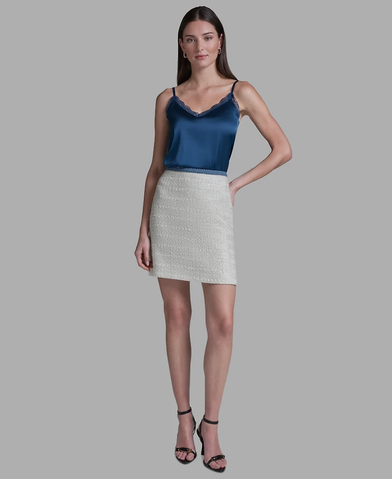 Bcbg Women's Denim Braid Knee Length Skirt