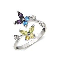 Curata Jewelry Solid 10K Gold Colorful Cubic Zirconia Butterfly Toe Ring.