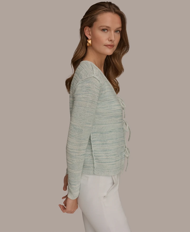 Donna Karan Weekend Women's V-Neck Tie-Front Cardigan